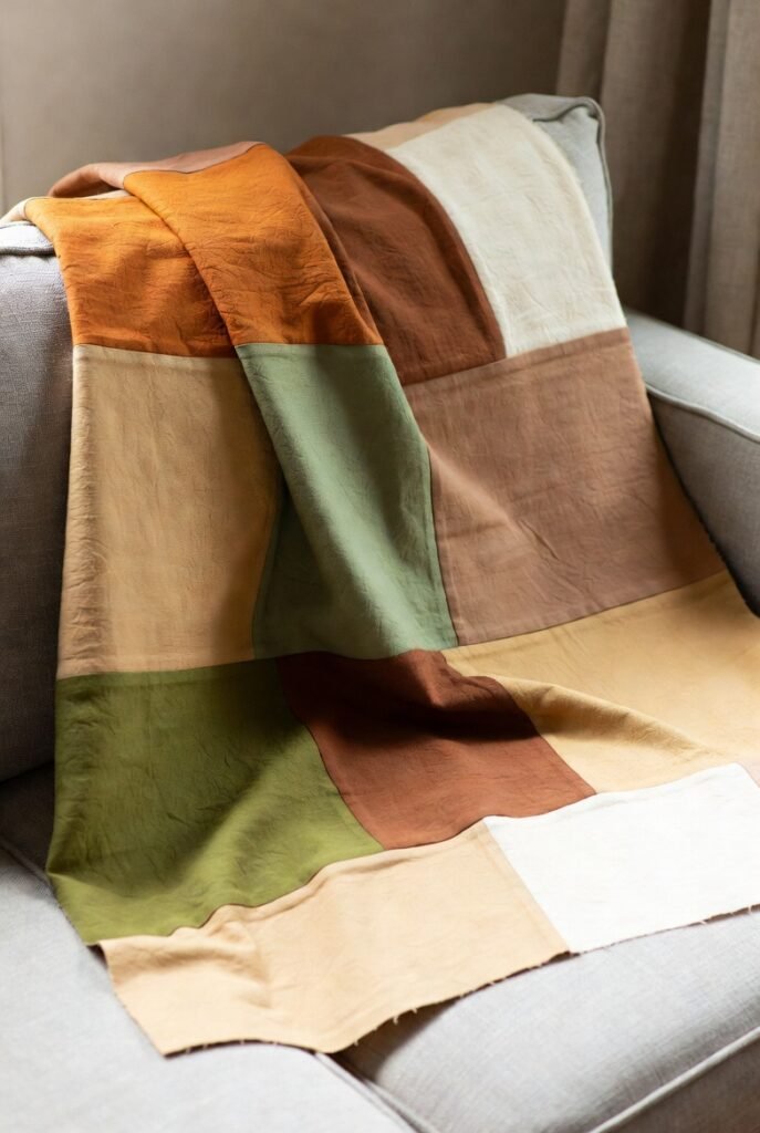 Easy Beginner Modern Color Blocking Quilt Patterns Using Sustainable Earthy Fabrics